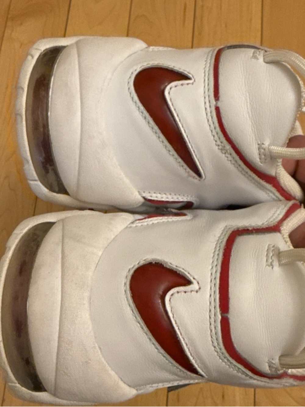 Nike White & Red mens Air More Uptempo Basketball Sneakers Sz 10 - Picture 7 of 16